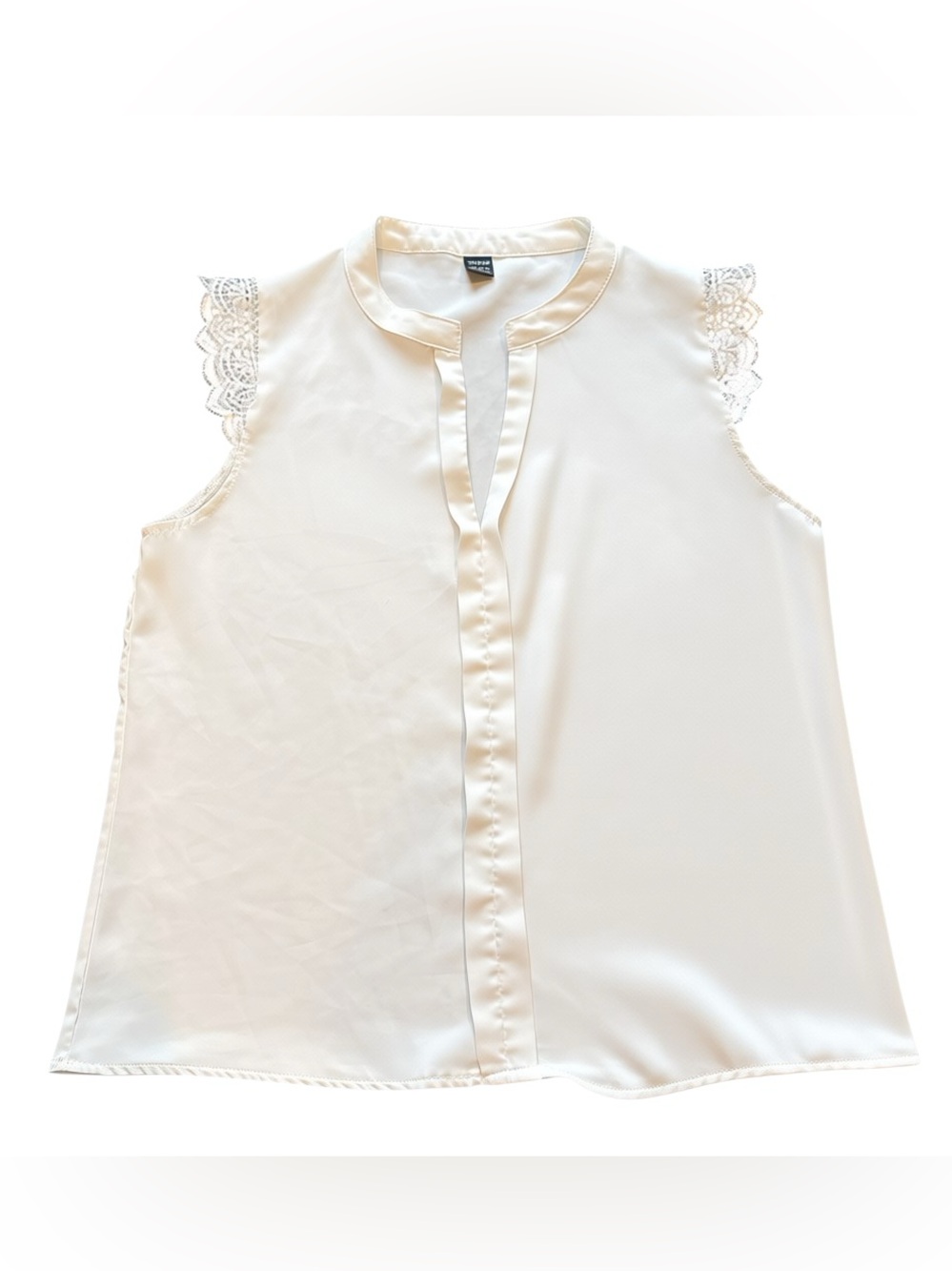 Coquette Ivory Satin Lace Trim Cap Sleeve Blouse Cottagecore Romantic Angelcore
